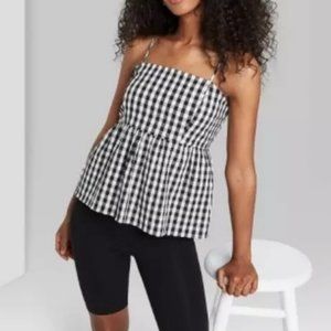 Wild Fable Black and White Gingham Top M